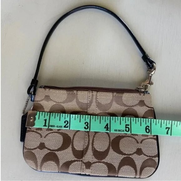 EUC COACH Signature Canvas and Patent Leather Wristlet Brown And Tan - Picture 7 of 7